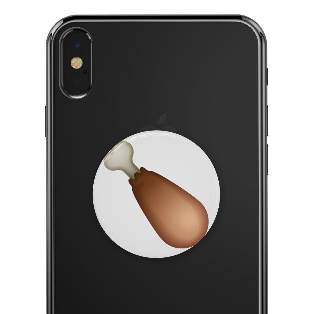 Chicken Leg Emoticon Emoji Skin Kit for PopSockets, featuring a fun and colorful design on a premium vinyl material.