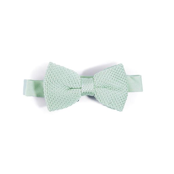 Children's peppermint knitted bow tie, vibrant color, perfect for ages 2-11, made from polyester.