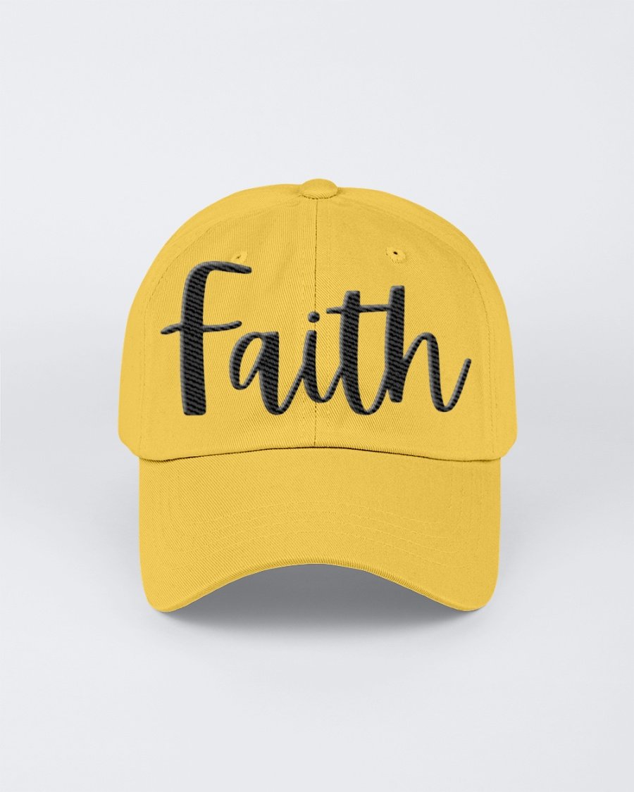 Chino Hat featuring Faith embroidered graphic design, made from brushed cotton twill with a low-profile fit.