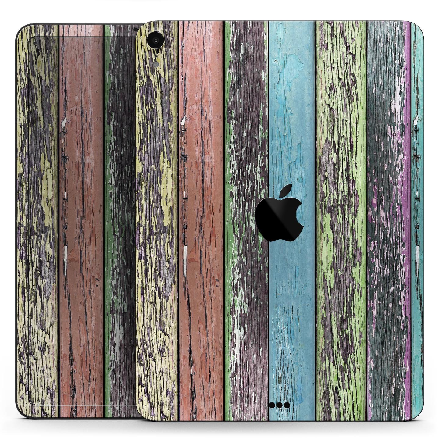 Chipped Pastel Paint on Wood Full Body Skin Decal for Apple iPad, showcasing a stylish and protective design.