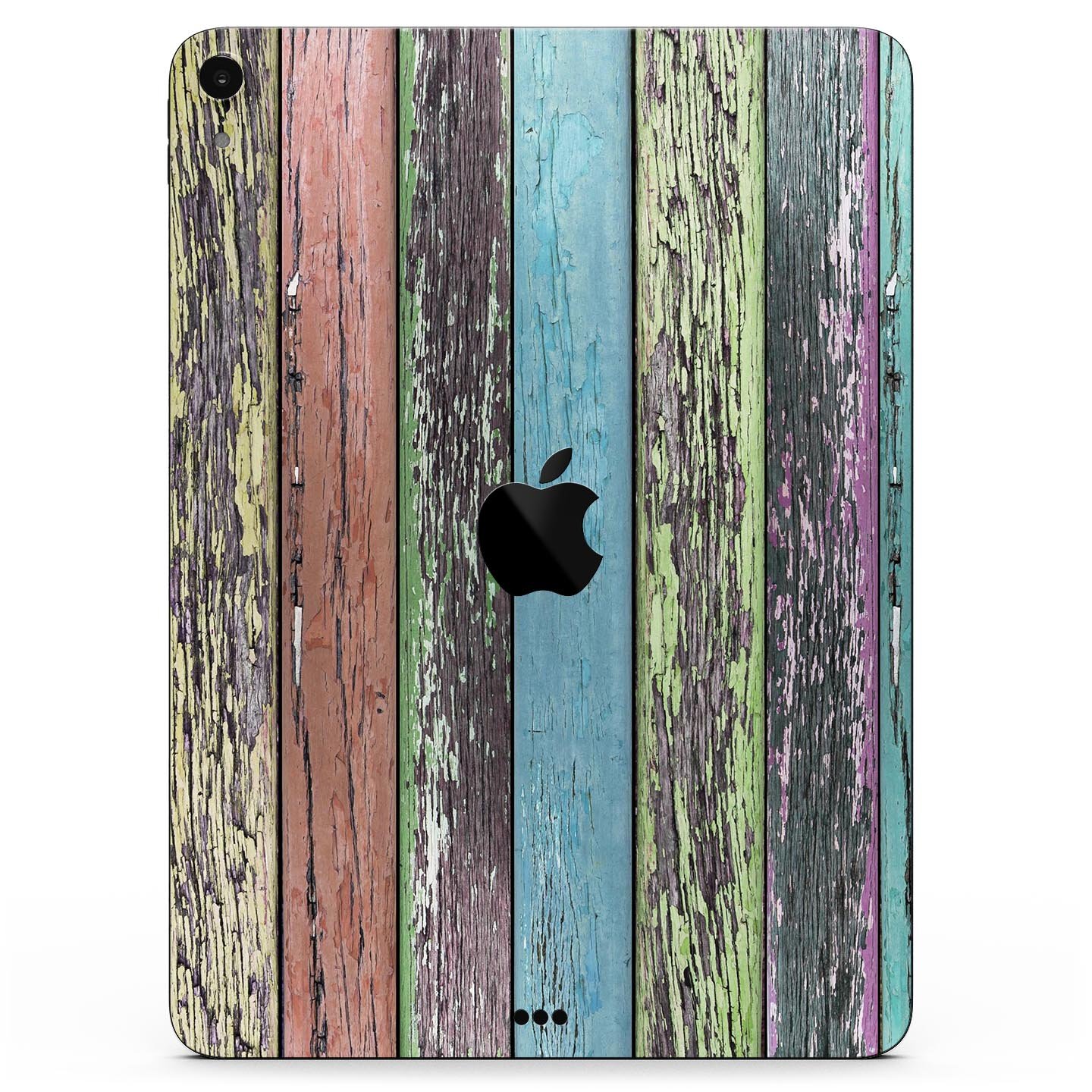 Chipped Pastel Paint on Wood Full Body Skin Decal for Apple iPad, showcasing a stylish and protective design.