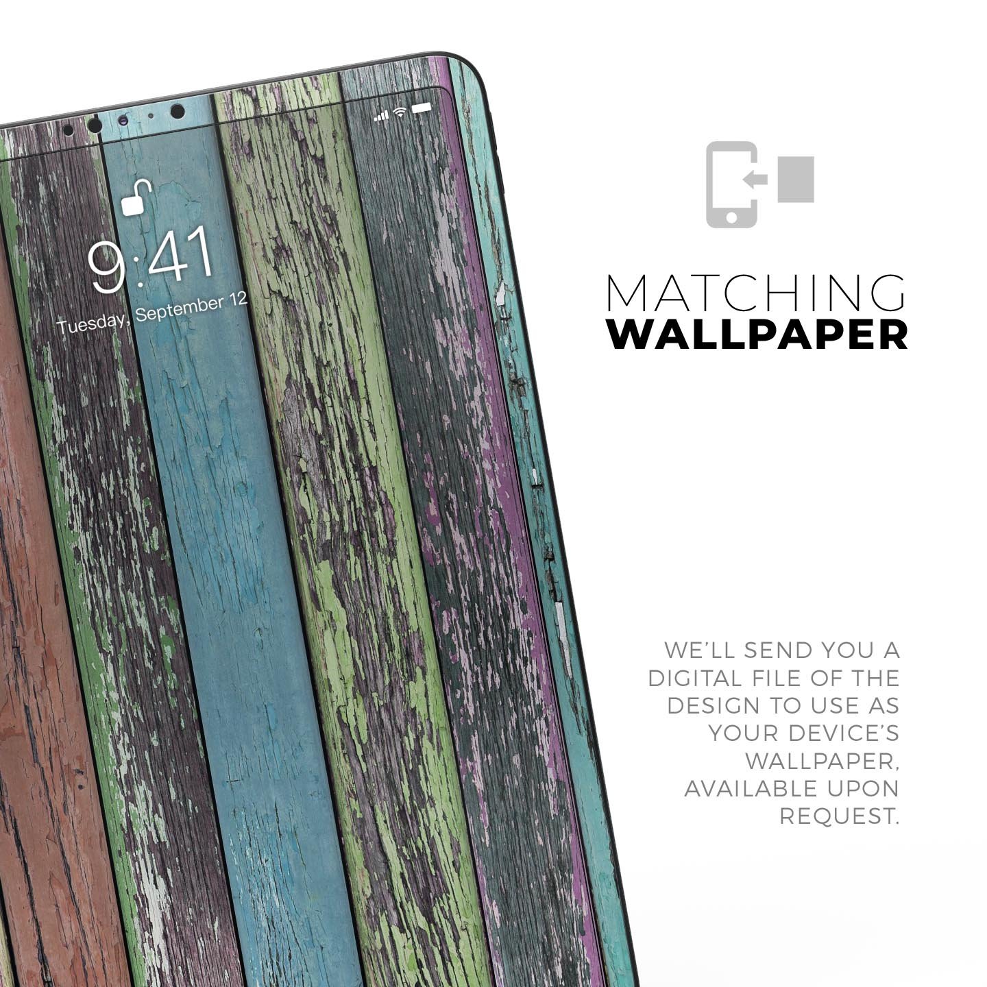 Chipped Pastel Paint on Wood Full Body Skin Decal for Apple iPad, showcasing a stylish and protective design.