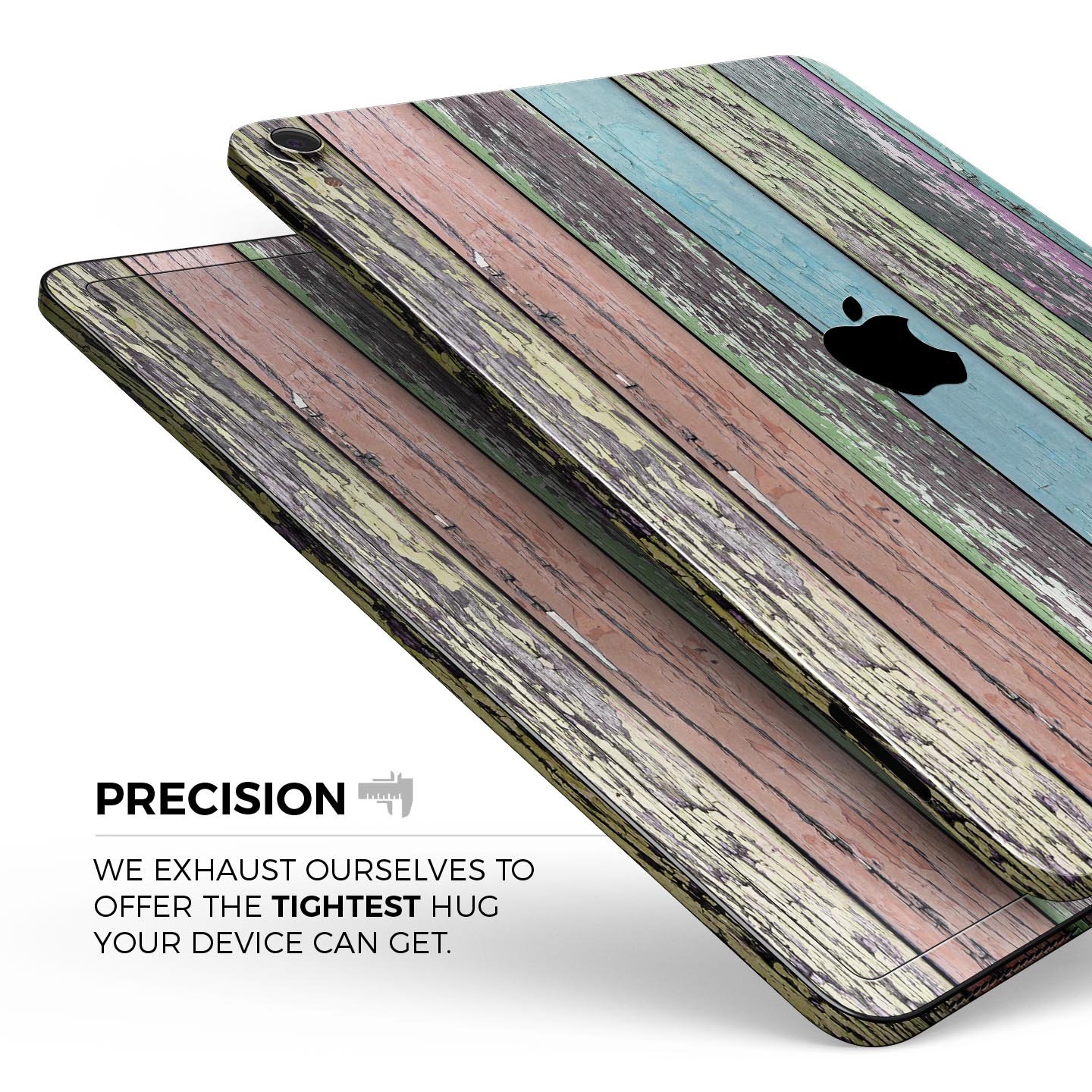 Chipped Pastel Paint on Wood Full Body Skin Decal for Apple iPad, showcasing a stylish and protective design.