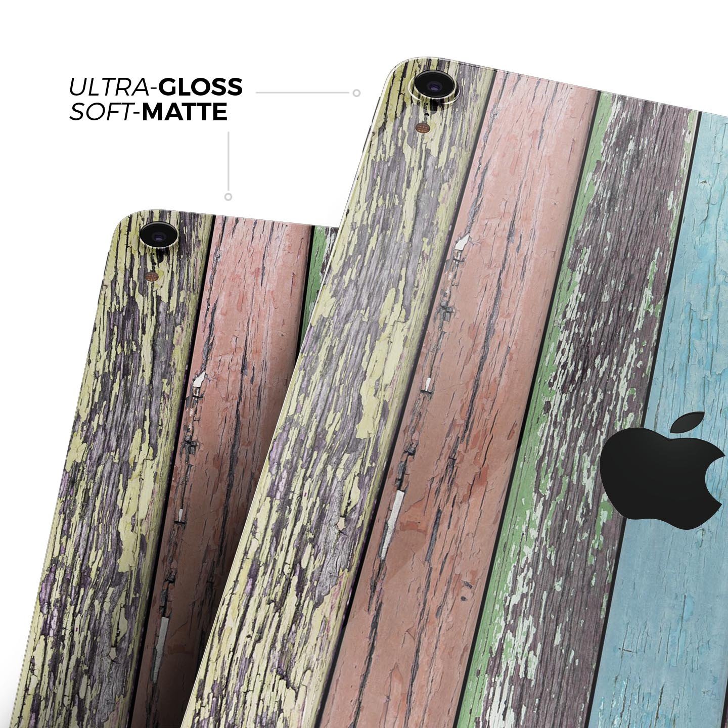 Chipped Pastel Paint on Wood Full Body Skin Decal for Apple iPad, showcasing a stylish and protective design.