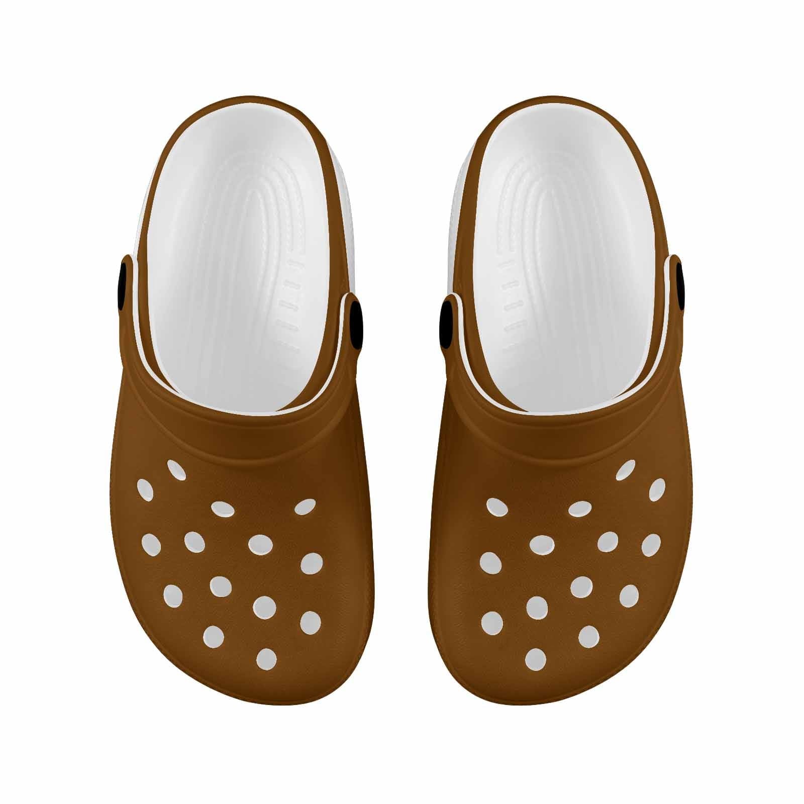 Chocolate brown clogs for youth featuring a slip-on design, breathable material, and cushioned sole, perfect for active kids.