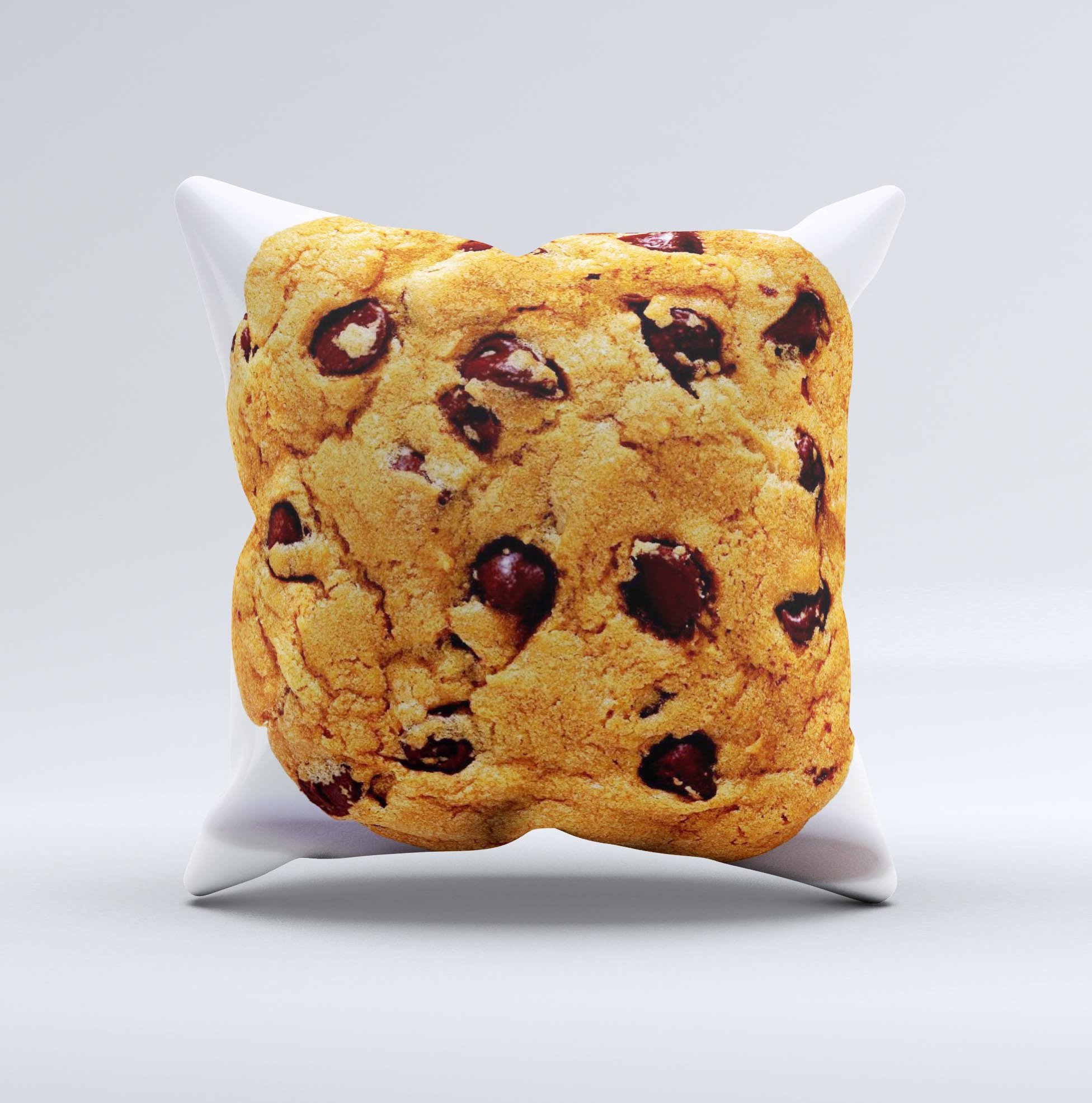 Chocolate Chip Cookie Ink-Fuzed Decorative Throw Pillow with a whimsical cookie design, handcrafted in Virginia, featuring high-quality fabric and soft filling.