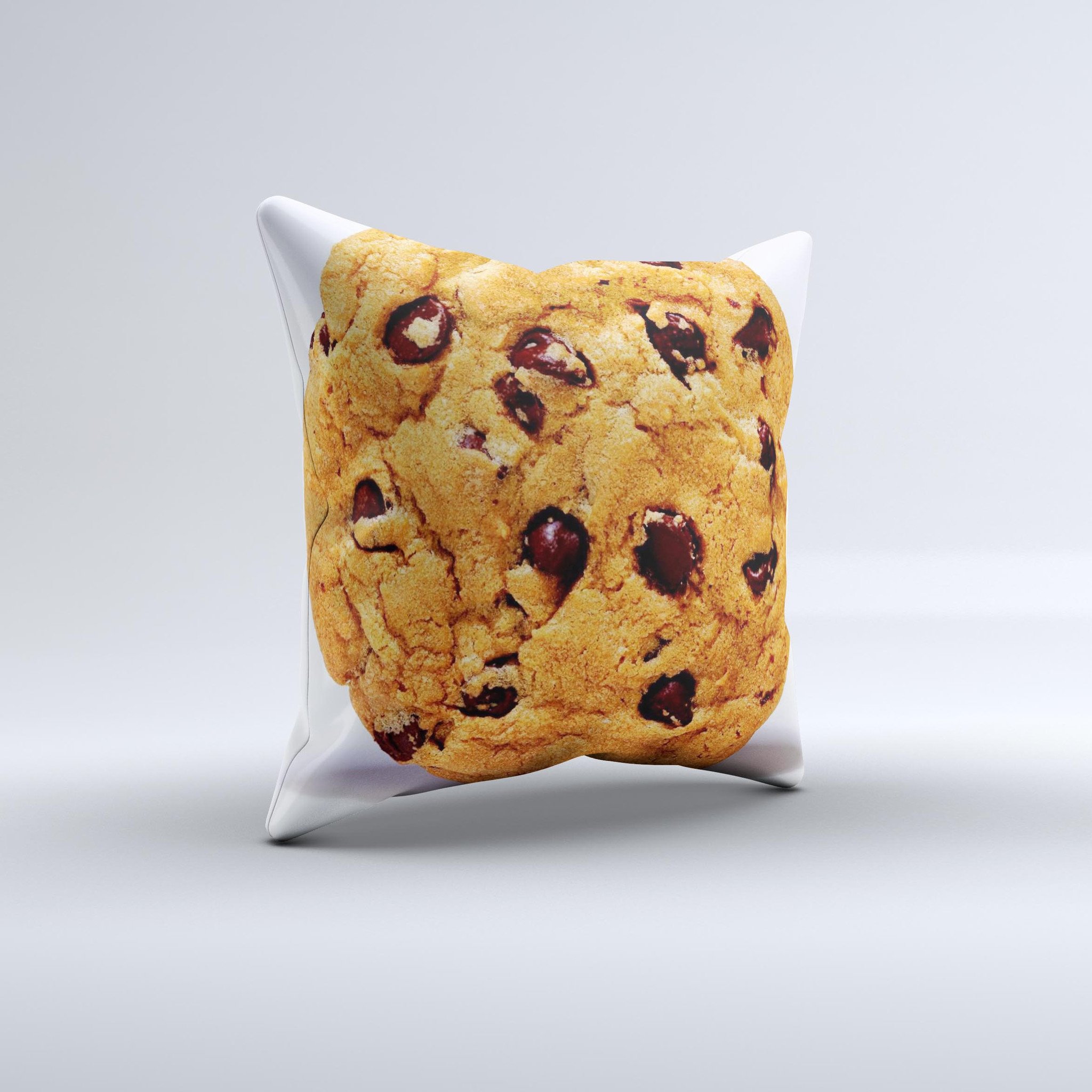 Chocolate Chip Cookie Ink-Fuzed Decorative Throw Pillow with a whimsical cookie design, handcrafted in Virginia, featuring high-quality fabric and soft filling.