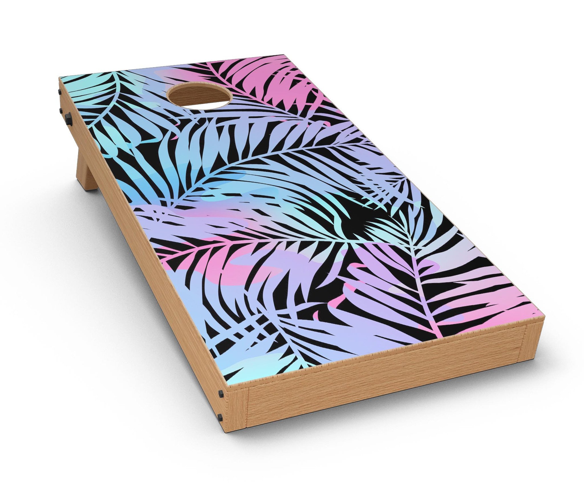 Chromatic Safari CornHole Board Skin Decal Kit showcasing vibrant colors and patterns, designed for easy application on Cornhole boards.