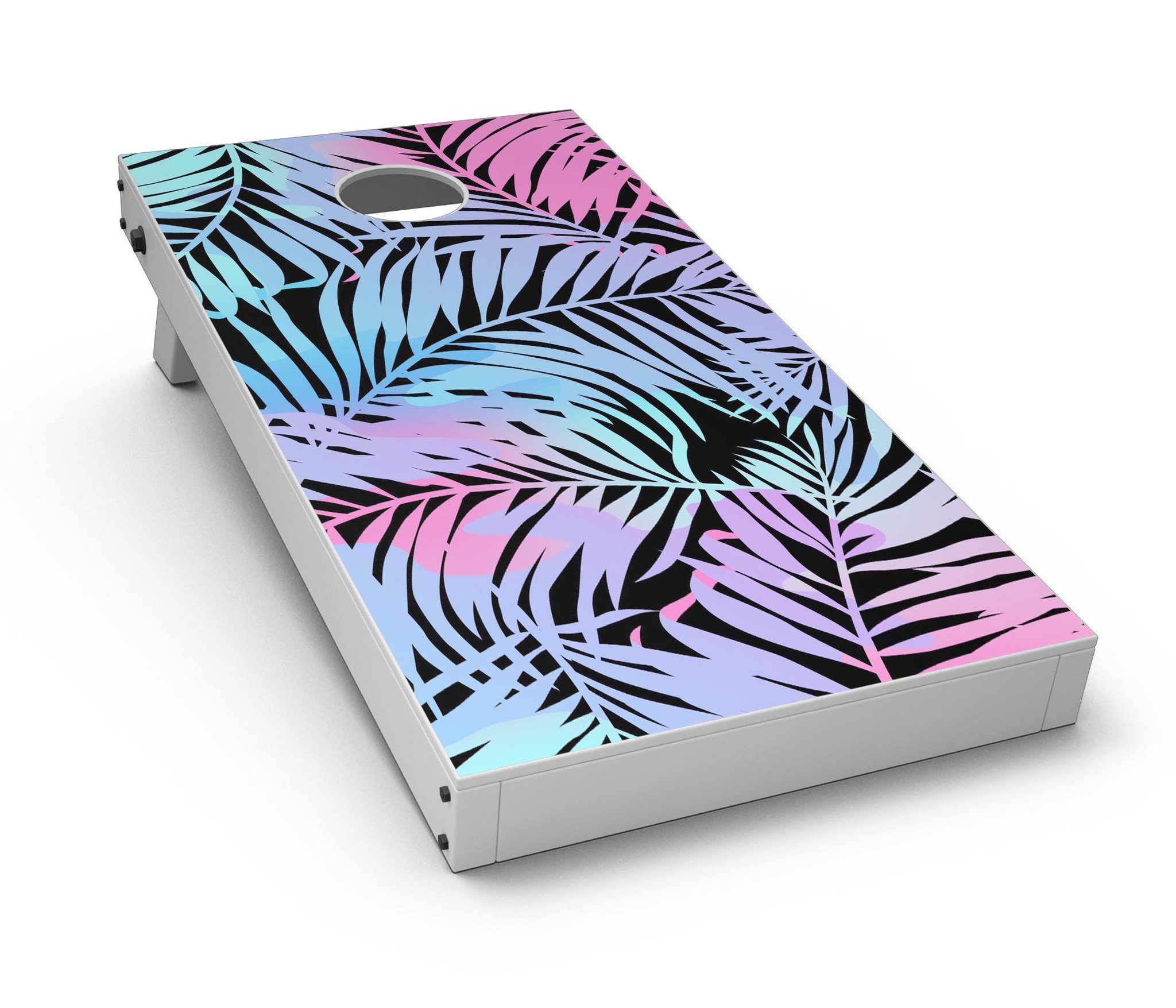 Chromatic Safari CornHole Board Skin Decal Kit showcasing vibrant colors and patterns, designed for easy application on Cornhole boards.