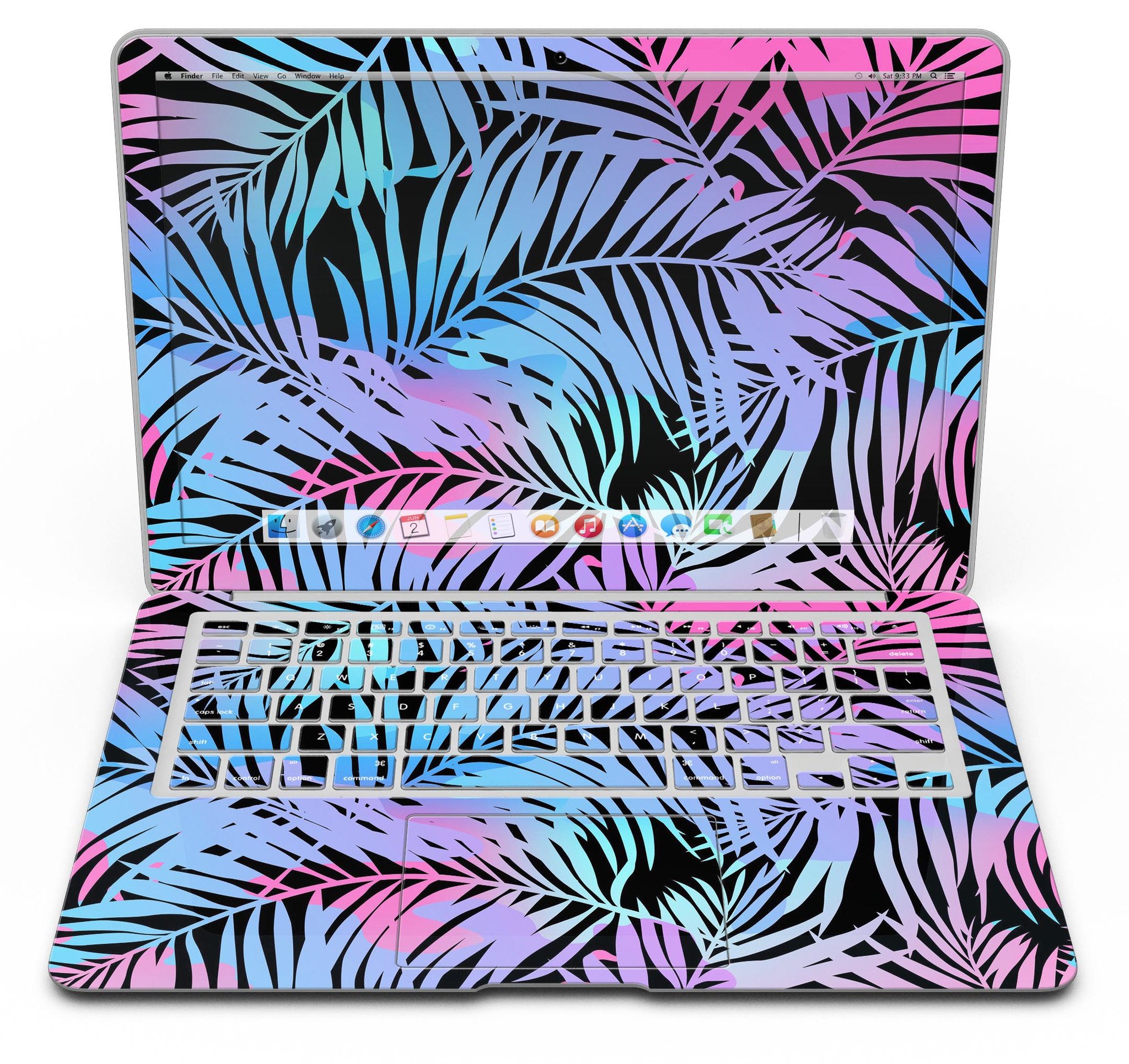 Chromatic Safari MacBook Air Skin Kit showcasing vibrant design and premium vinyl material.