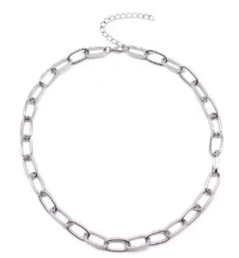 A stylish chunky chain necklace with bold links, perfect for enhancing any outfit.