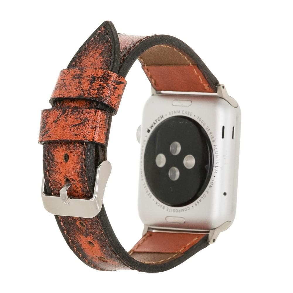 Churchill Apple Watch Leather Strap in premium full-grain leather with stainless steel buckle, showcasing its elegant design and craftsmanship.