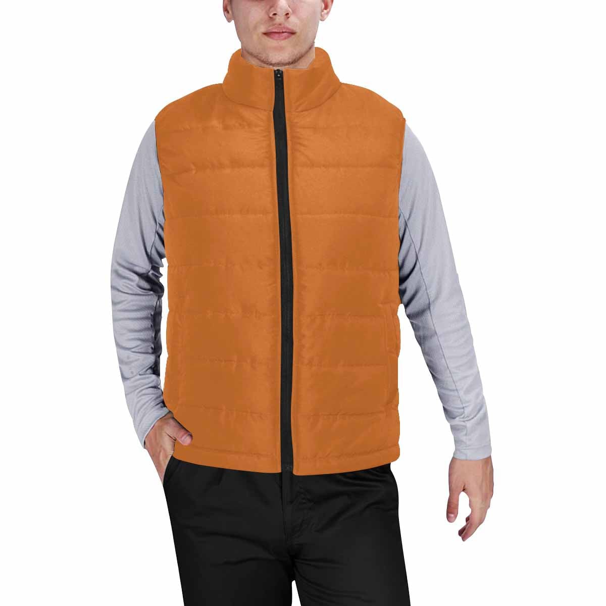 Cinnamon Brown Men's Padded Vest featuring a quilted design and zipper closure, perfect for layering in cool weather.