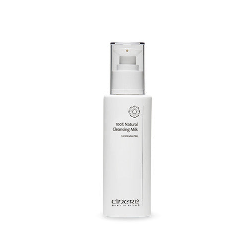 Bottle of Cinere 100% Natural Cleansing Milk 150ml with a smooth texture, ideal for gentle makeup removal.