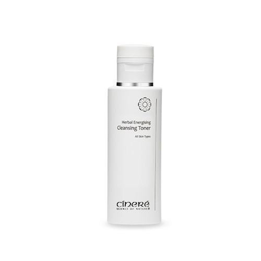 Cinere Herbal Energising Cleansing Toner bottle with natural ingredients, suitable for all skin types.