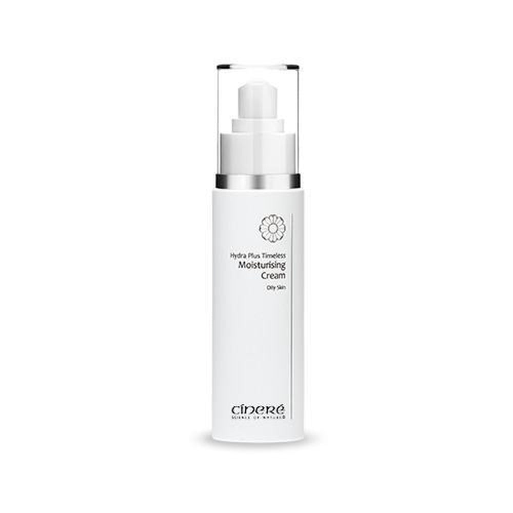 Cinere Hydra Plus Timeless Moisturising Cream in a 50ml jar, designed for oily skin with a refreshing texture.