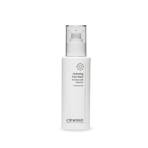 Cinere Hydrating Face Wash 150ml bottle with Vitamin E, showcasing its sleek design and hydrating properties.