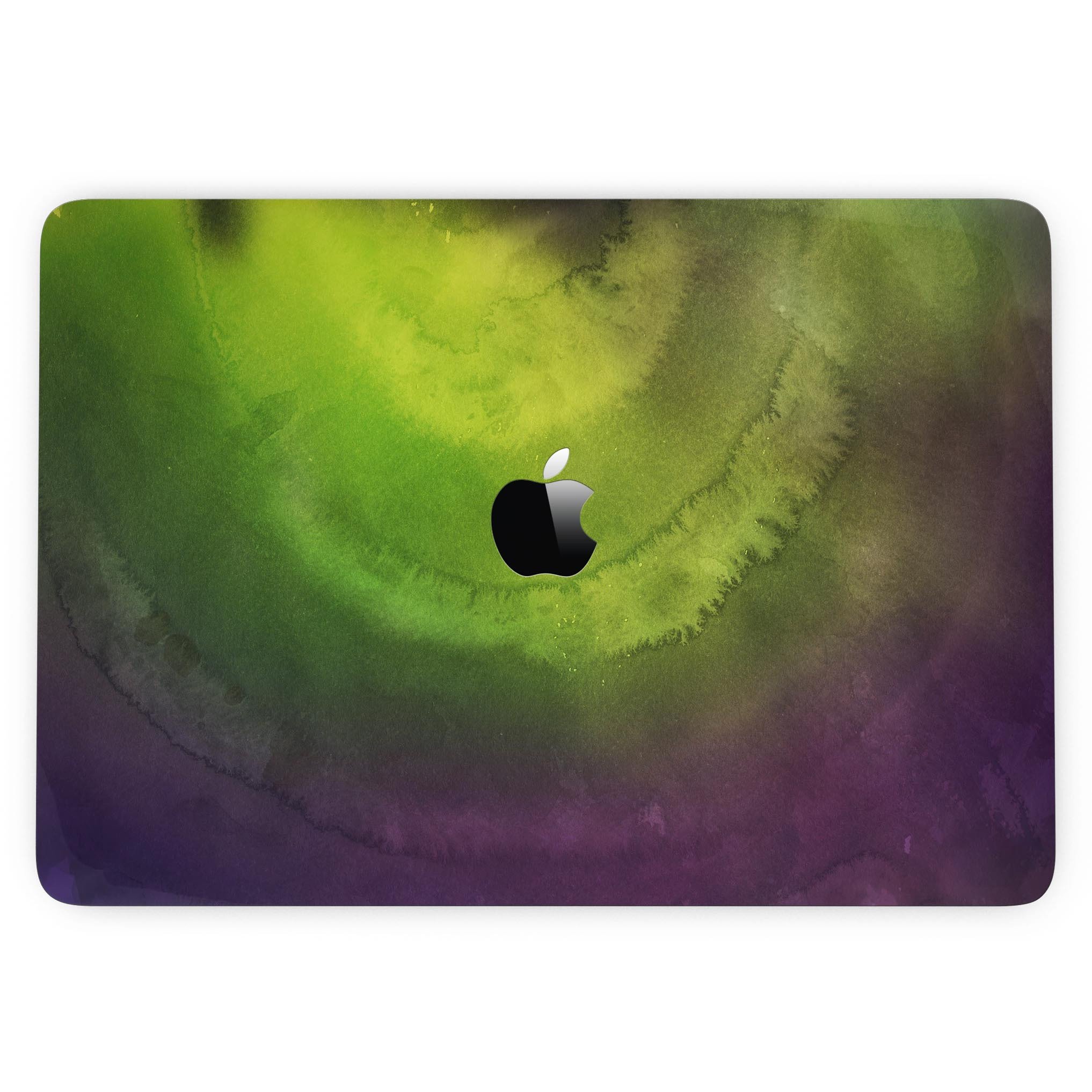 Circled Dark Absorbed Watercolor Texture skin applied to a MacBook Pro with Touch Bar, showcasing its unique design and fit.