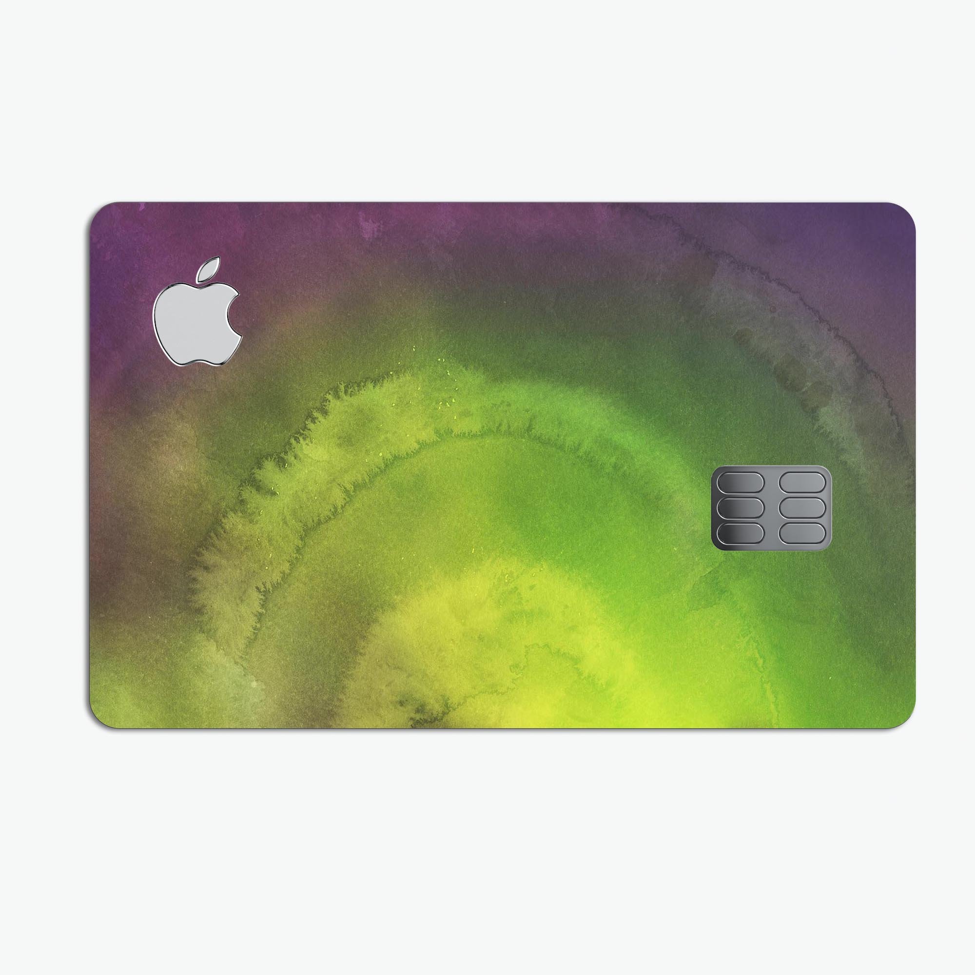 Circled Dark Absorbed Watercolor Texture decal applied on an Apple Card, showcasing its premium design and finish.