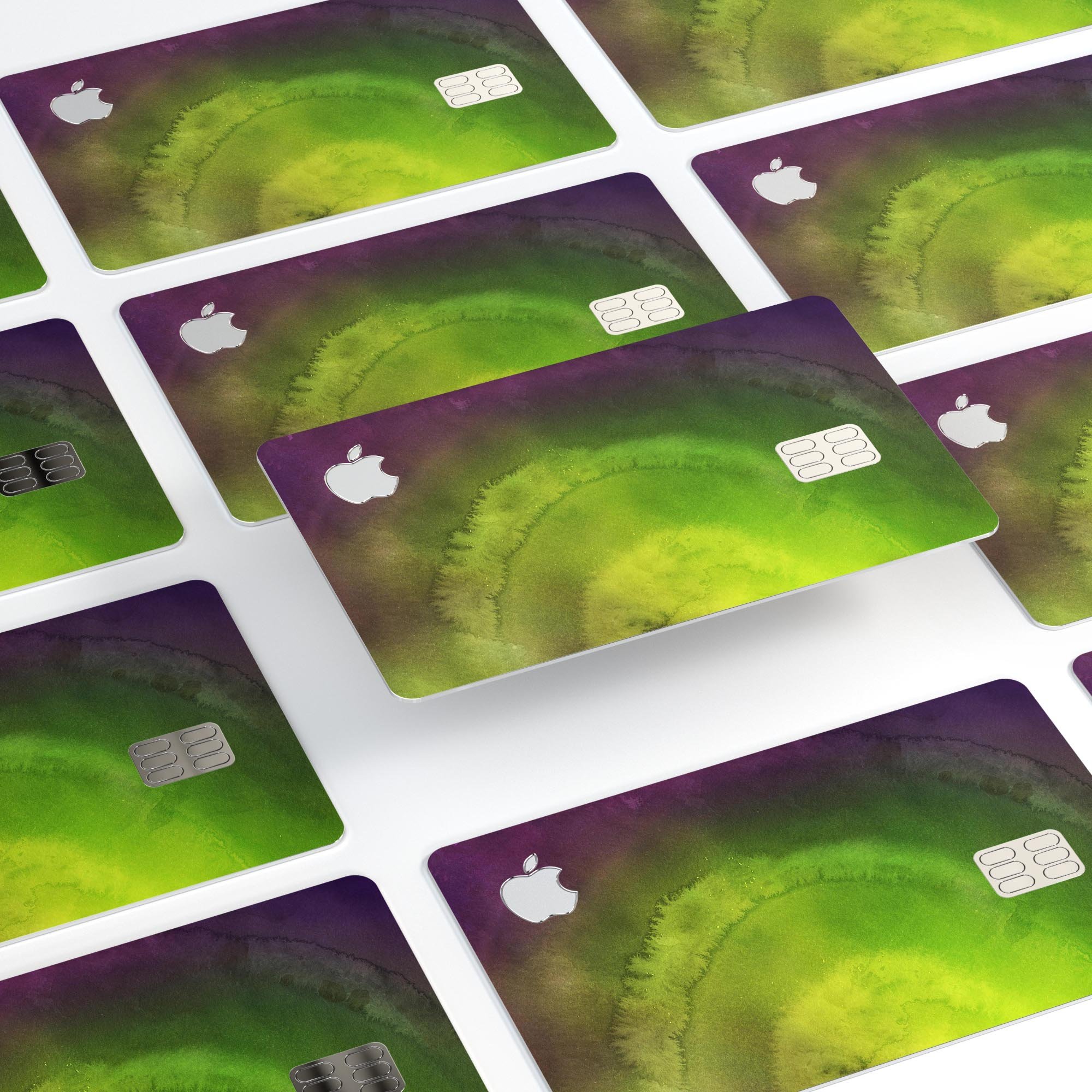 Circled Dark Absorbed Watercolor Texture decal applied on an Apple Card, showcasing its premium design and finish.