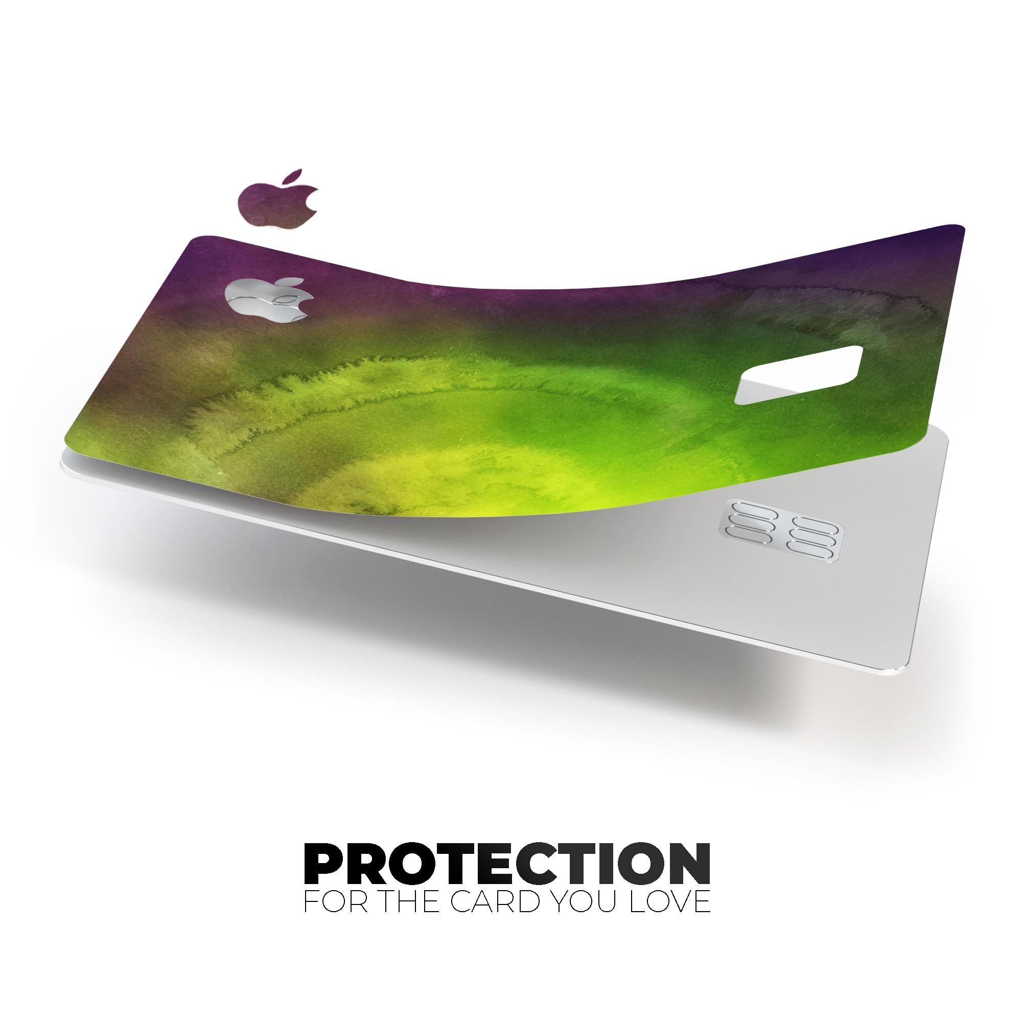 Circled Dark Absorbed Watercolor Texture decal applied on an Apple Card, showcasing its premium design and finish.