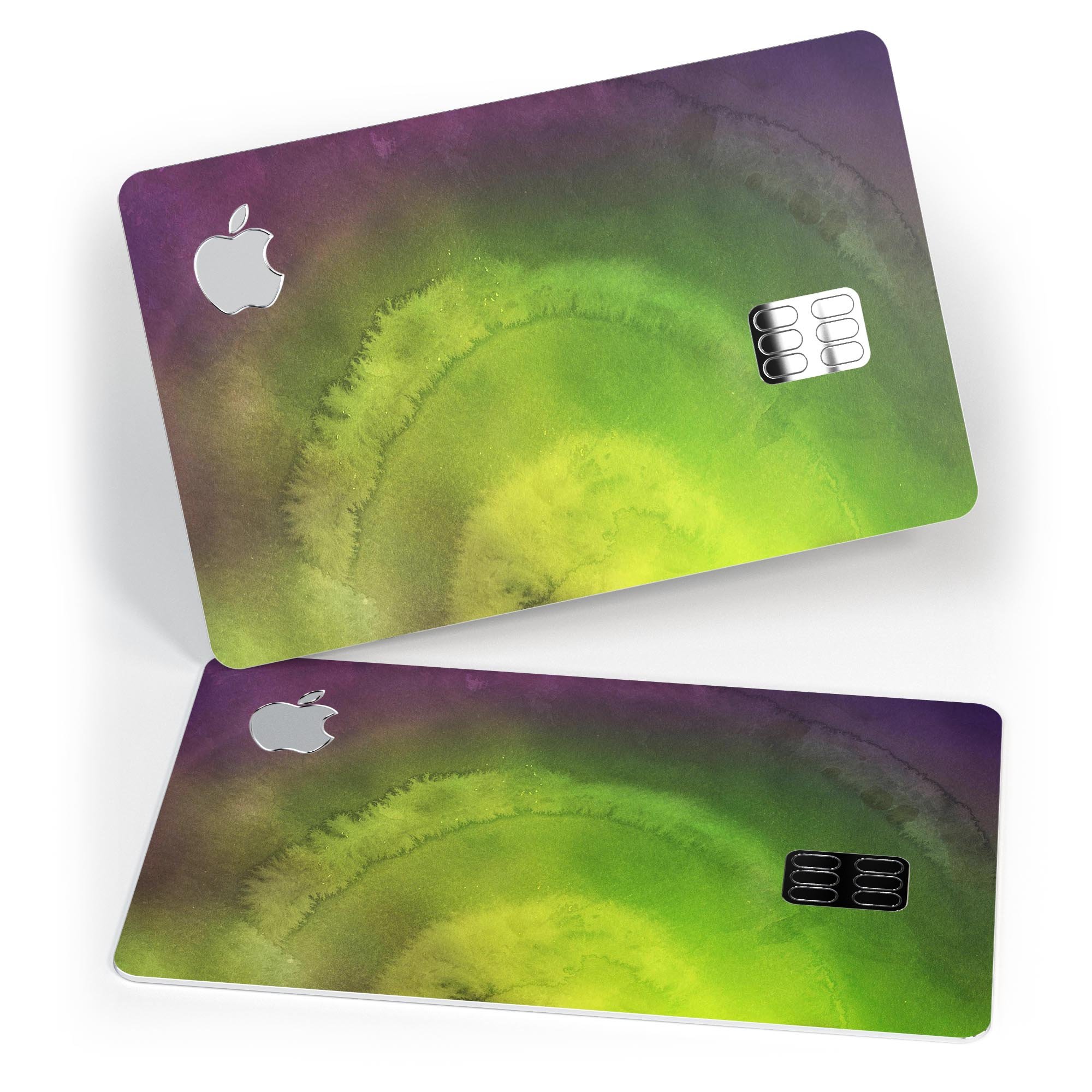 Circled Dark Absorbed Watercolor Texture decal applied on an Apple Card, showcasing its premium design and finish.