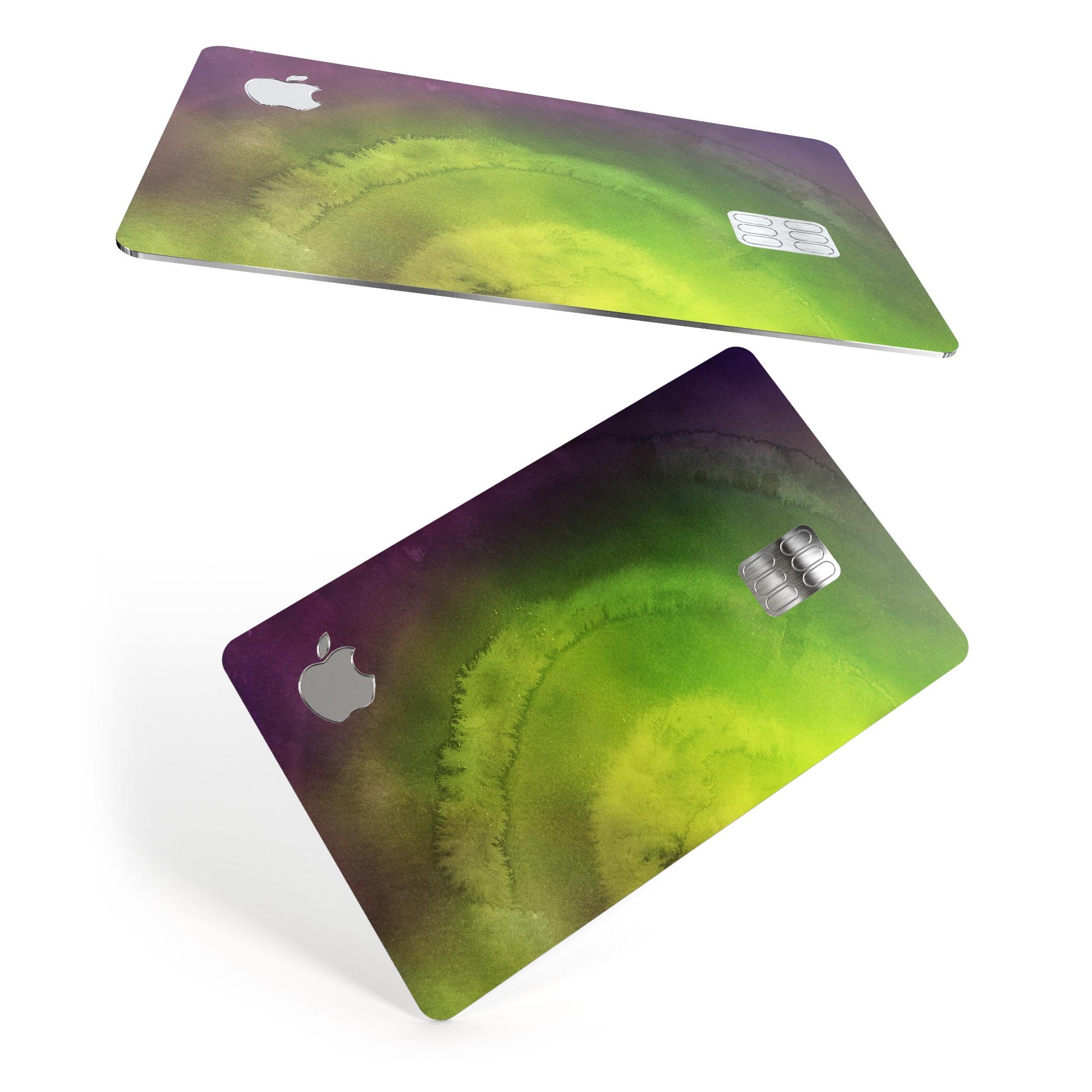 Circled Dark Absorbed Watercolor Texture decal applied on an Apple Card, showcasing its premium design and finish.