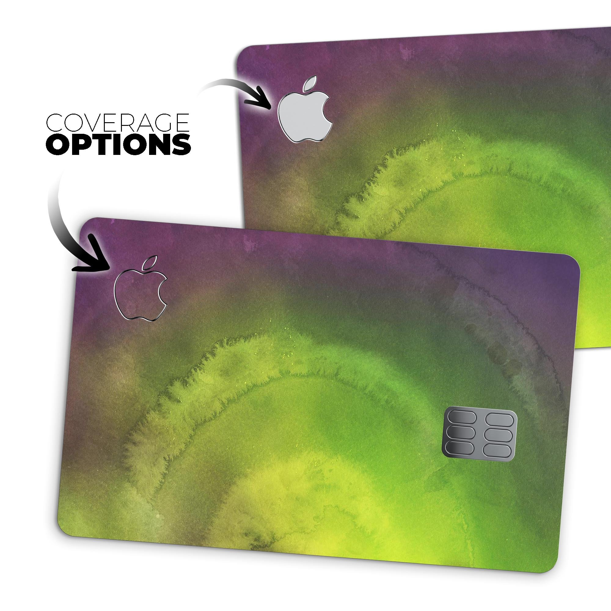 Circled Dark Absorbed Watercolor Texture decal applied on an Apple Card, showcasing its premium design and finish.