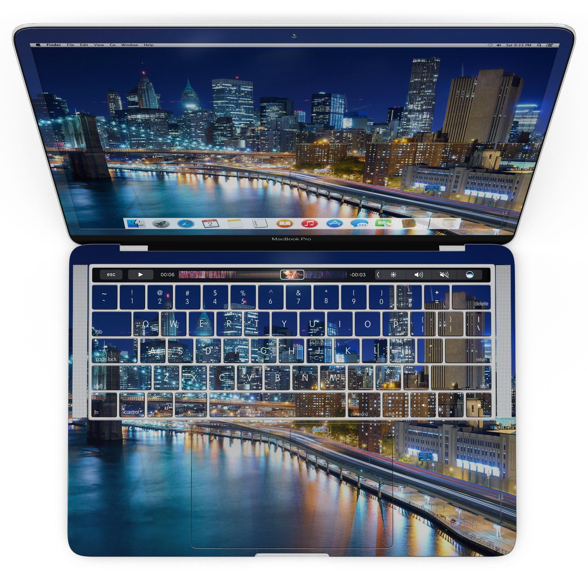 CityLife Blur skin kit for MacBook Pro with Touch Bar, showcasing a stylish design and premium vinyl material.