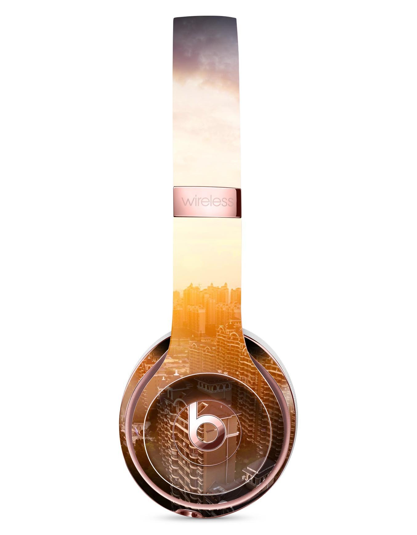 Cityscape at Sunset Full-Body Skin Kit for Beats by Dre Solo 3, showcasing vibrant colors and a sleek design.