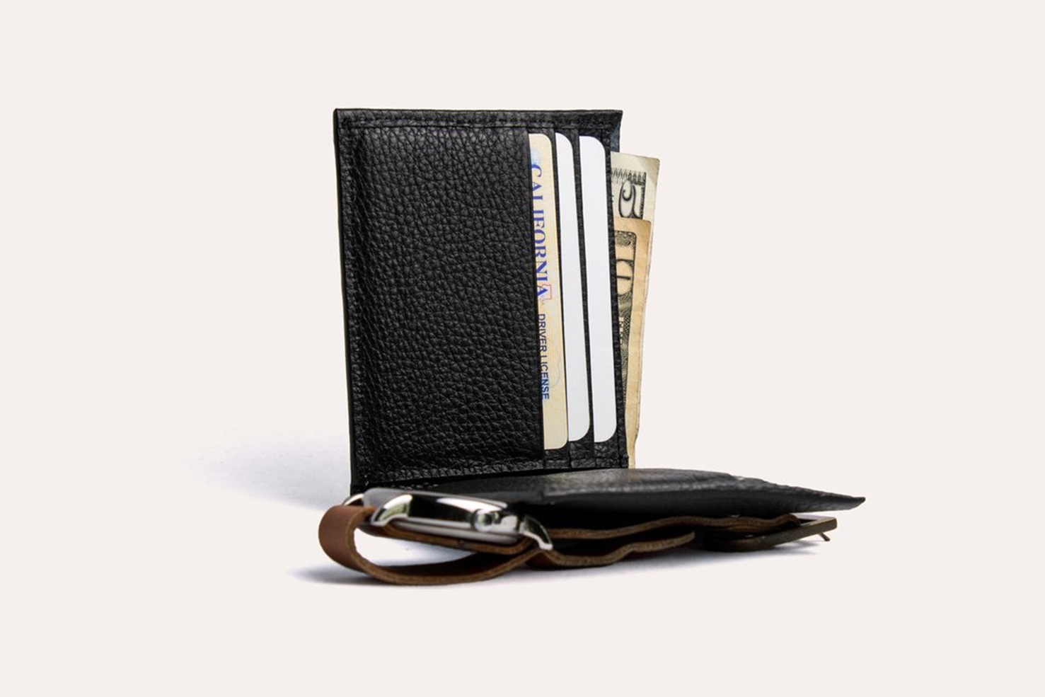 Classic Leather Wallet made from pebbled top grain cowhide with 6 card slots and contrast stitching.