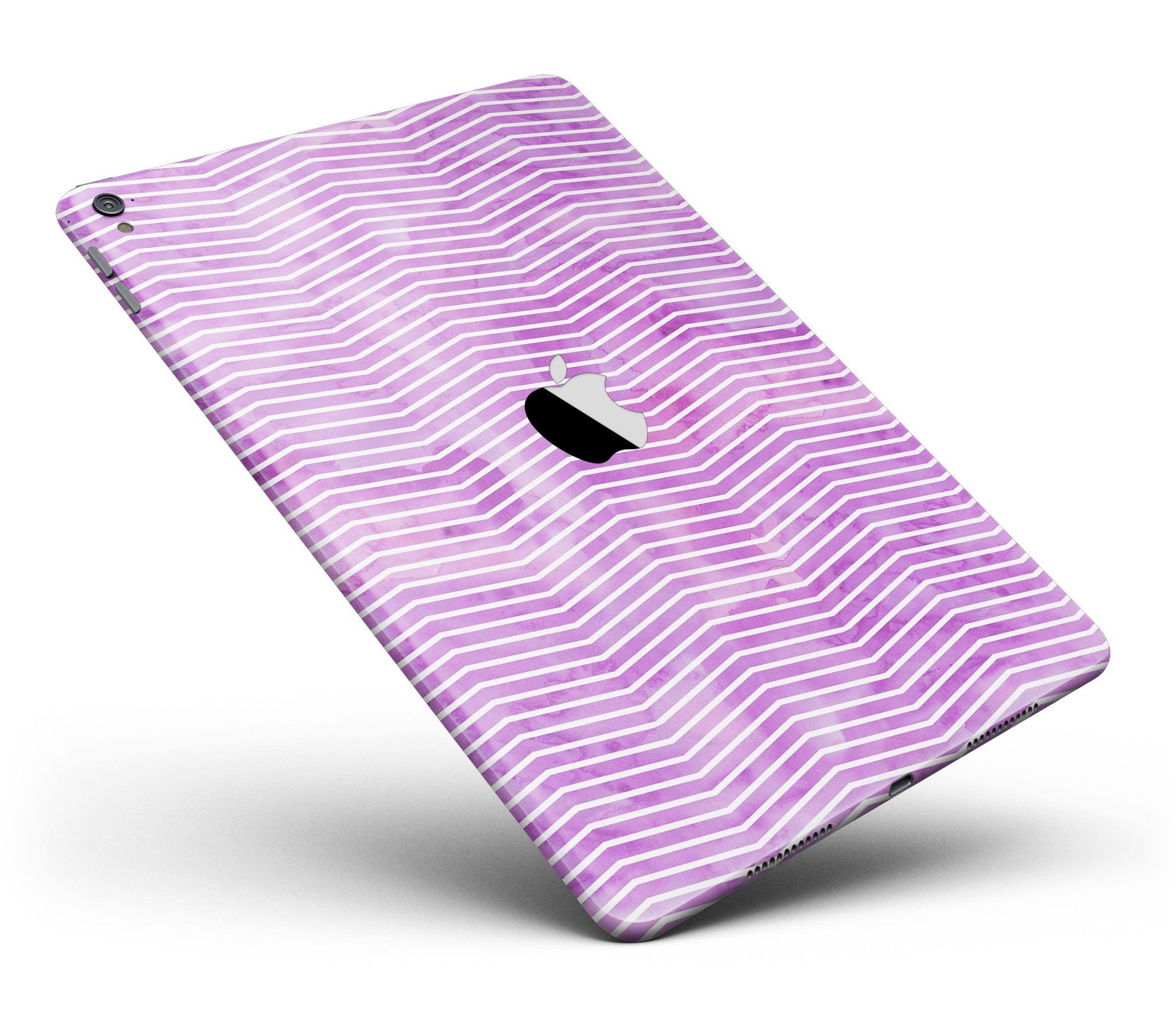 Clouded Purple Grunge Over White Chevron Full Body Skin for iPad, showcasing vibrant colors and stylish design.