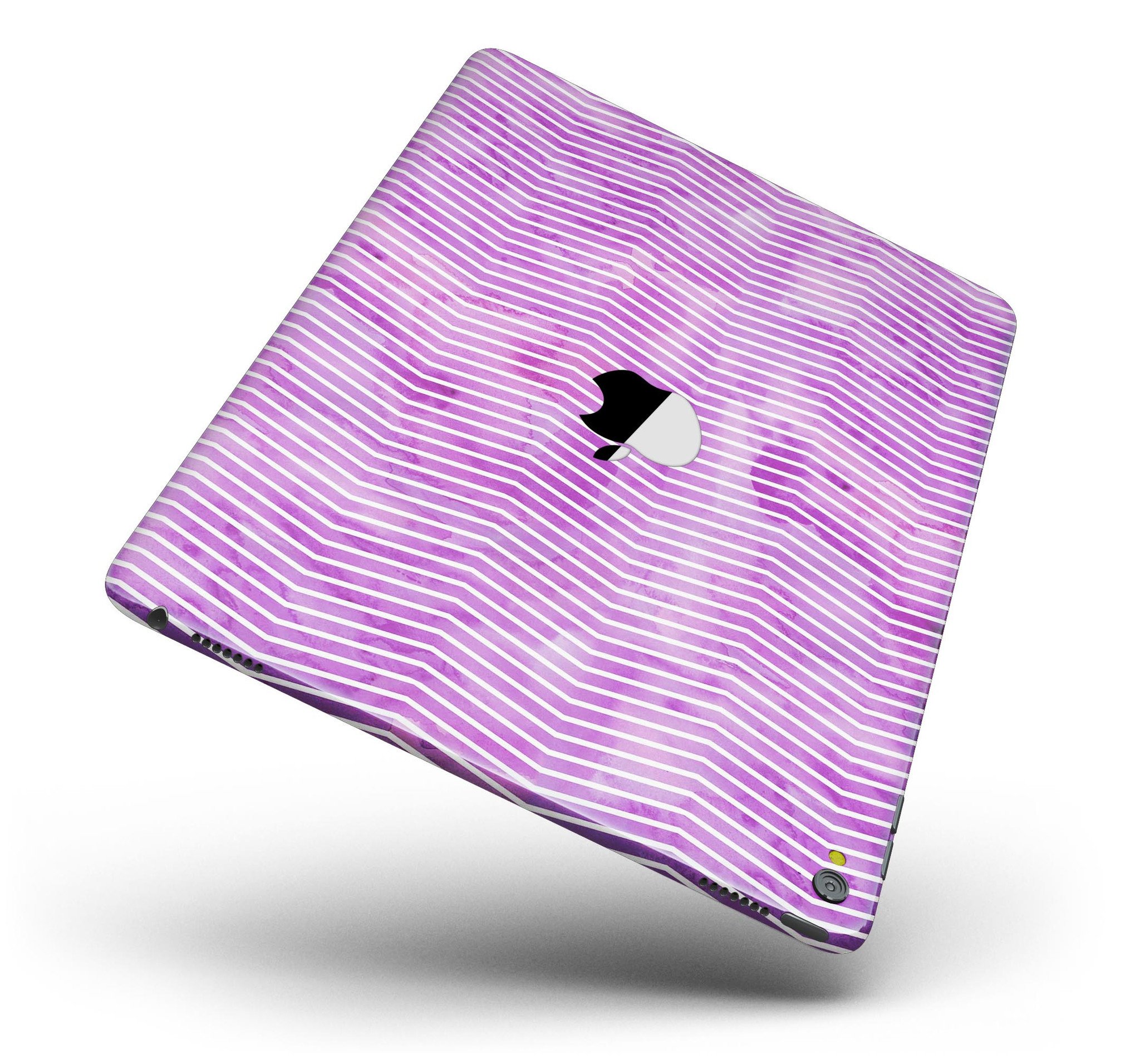 Clouded Purple Grunge Over White Chevron Full Body Skin for iPad, showcasing vibrant colors and stylish design.