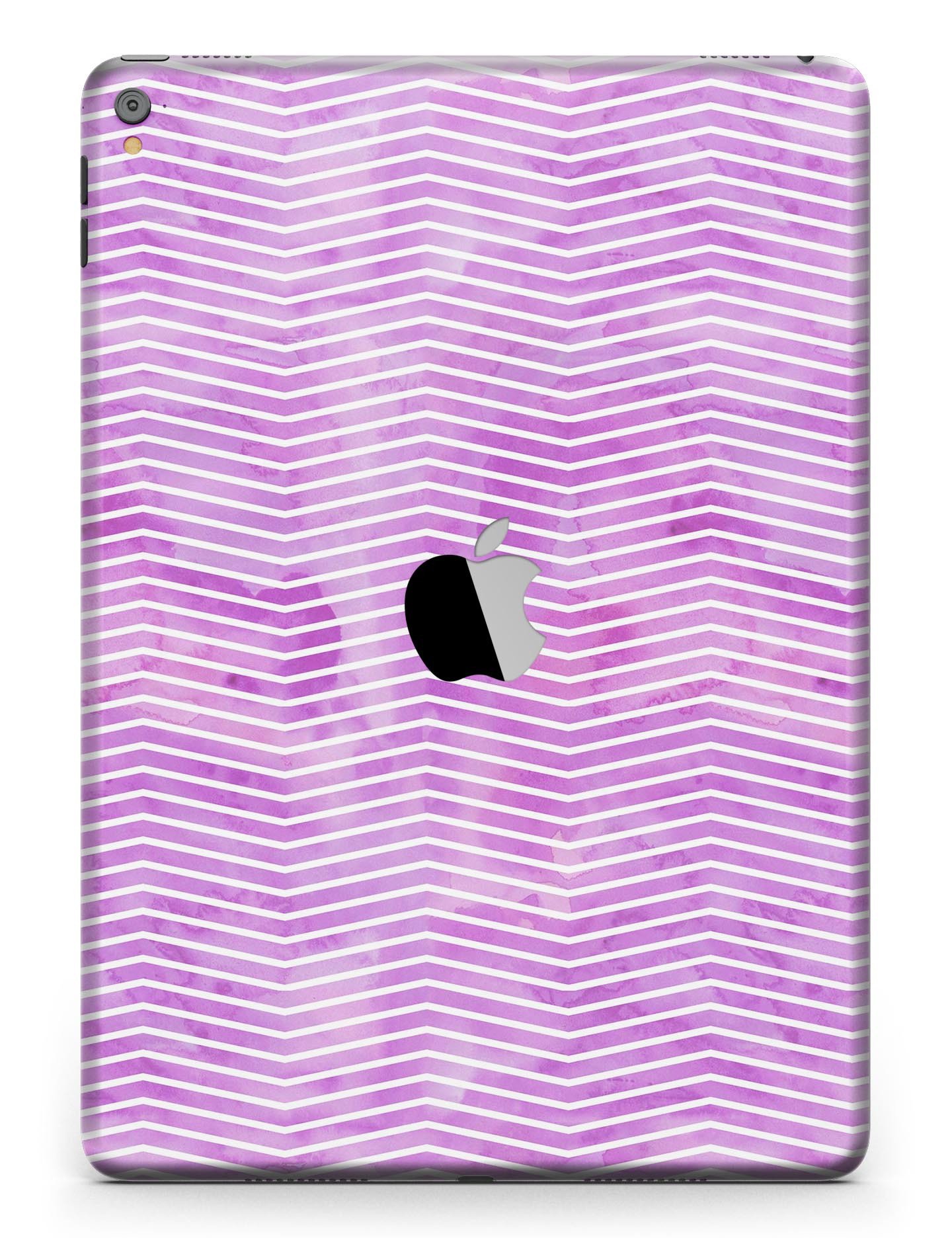 Clouded Purple Grunge Over White Chevron Full Body Skin for iPad, showcasing vibrant colors and stylish design.