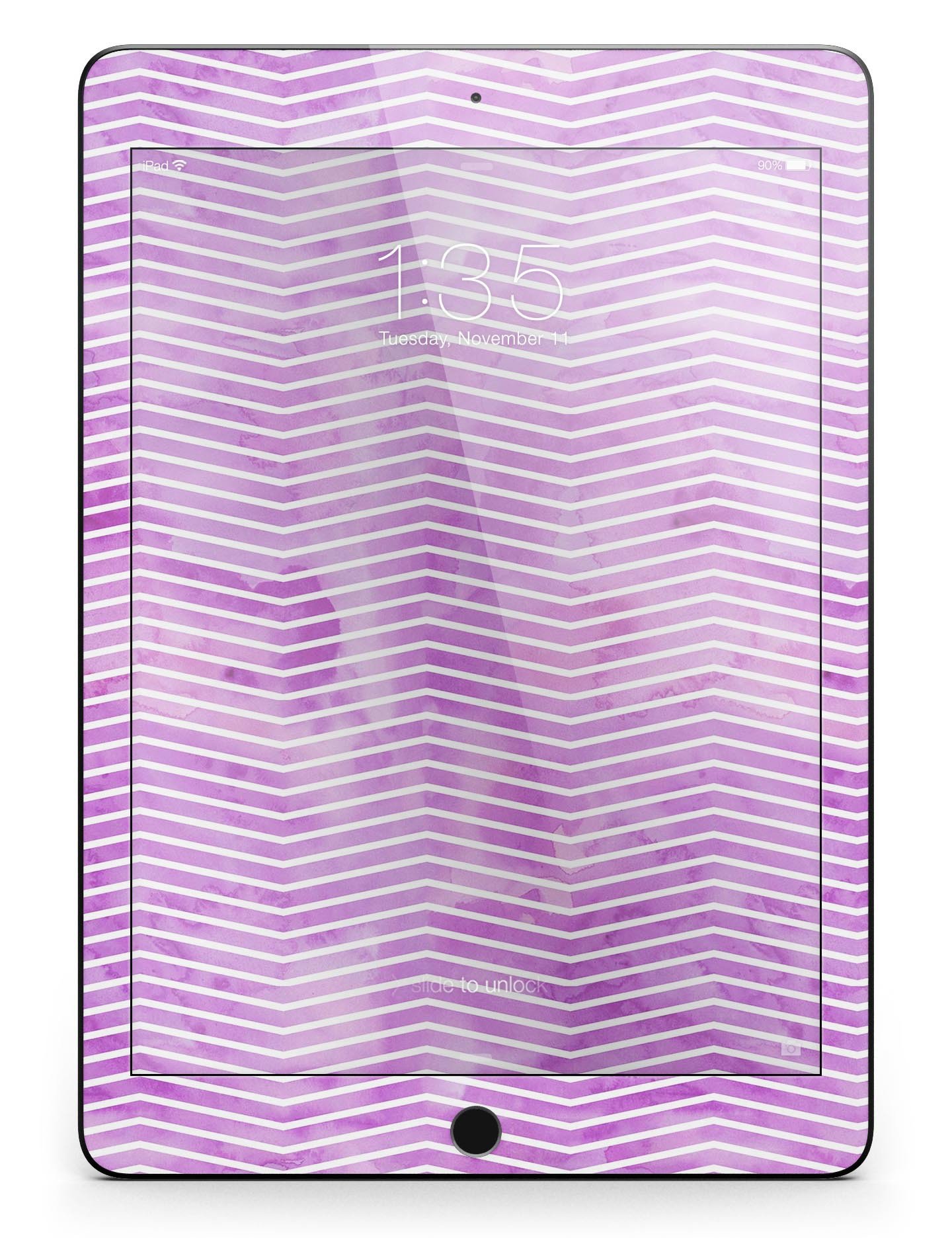 Clouded Purple Grunge Over White Chevron Full Body Skin for iPad, showcasing vibrant colors and stylish design.