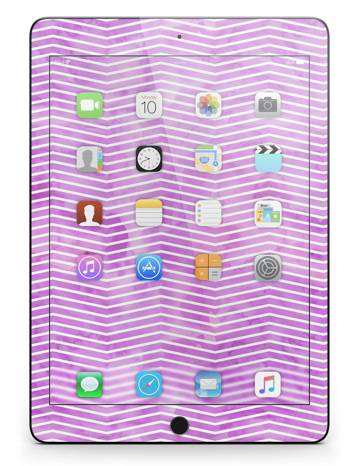 Clouded Purple Grunge Over White Chevron Full Body Skin for iPad, showcasing vibrant colors and stylish design.