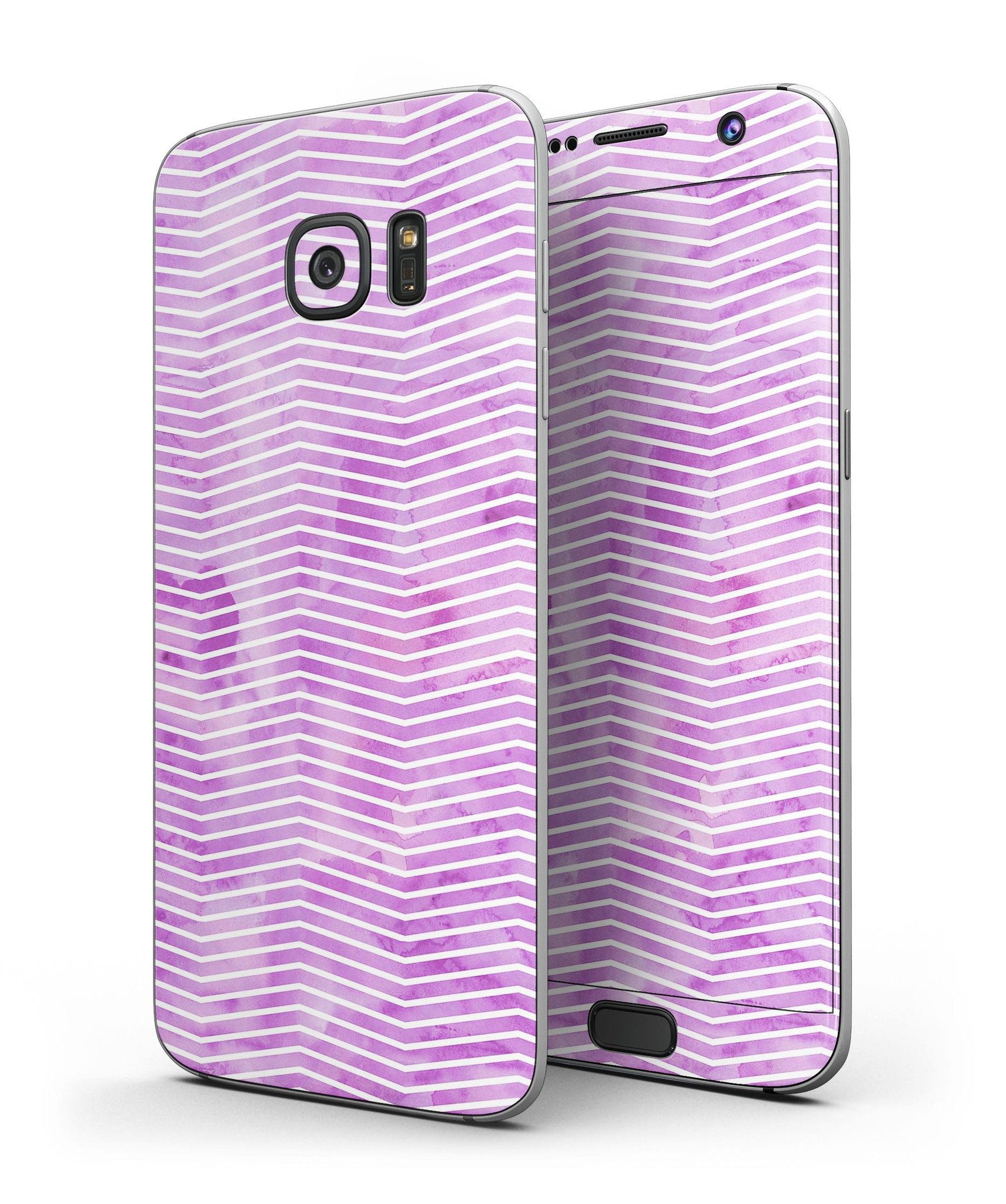 Clouded Purple Grunge skin kit for Samsung Galaxy S7/S7 Edge, showcasing vibrant colors and stylish chevron pattern.