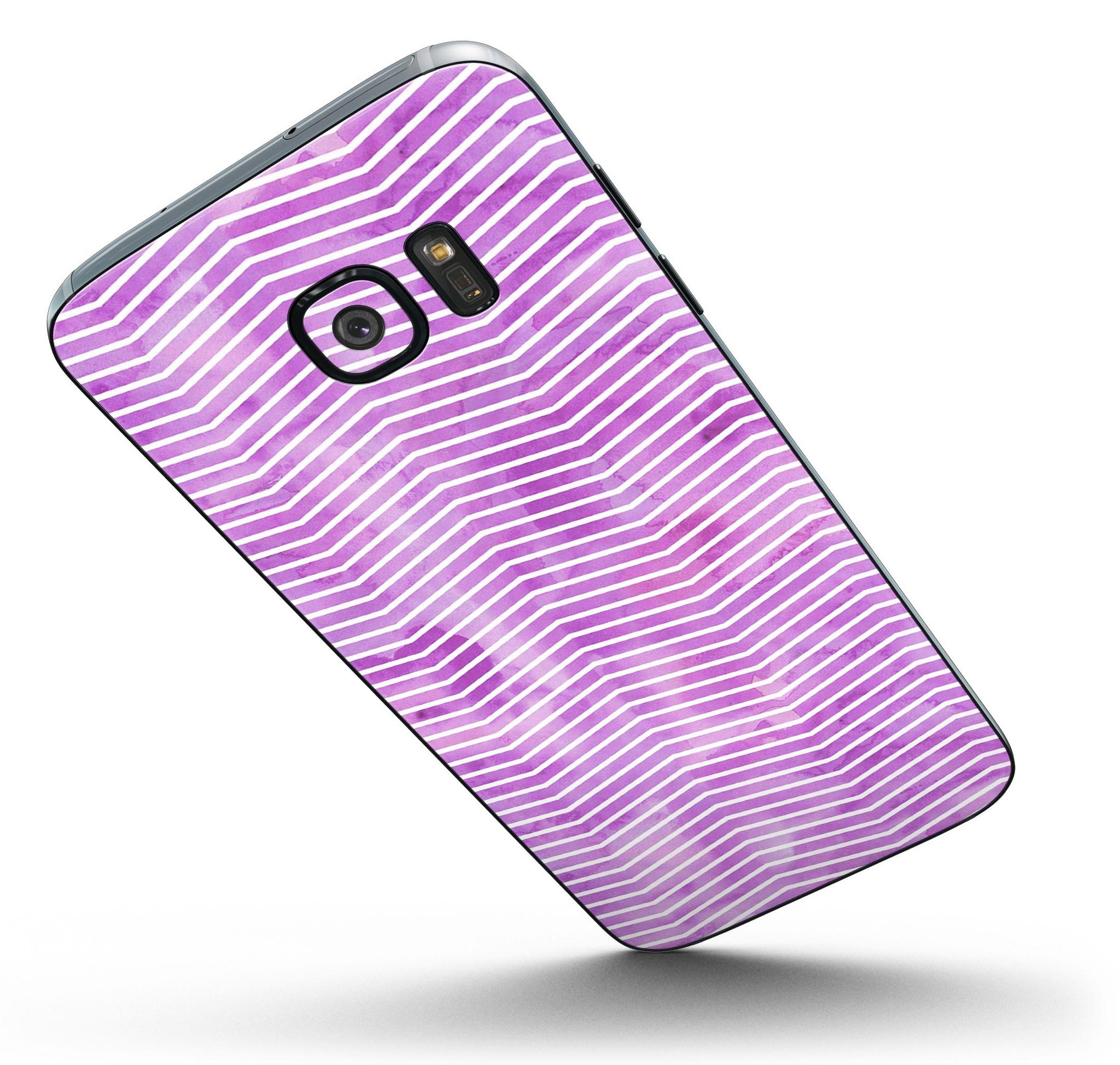 Clouded Purple Grunge skin kit for Samsung Galaxy S7/S7 Edge, showcasing vibrant colors and stylish chevron pattern.