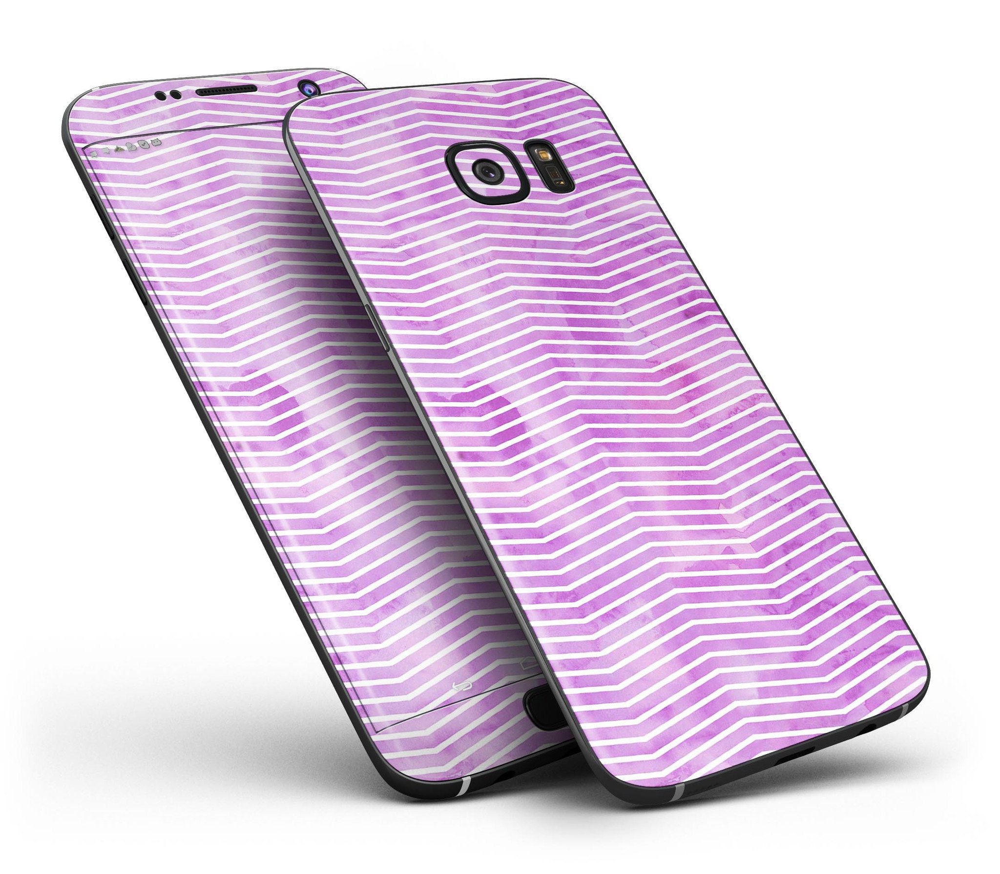 Clouded Purple Grunge skin kit for Samsung Galaxy S7/S7 Edge, showcasing vibrant colors and stylish chevron pattern.