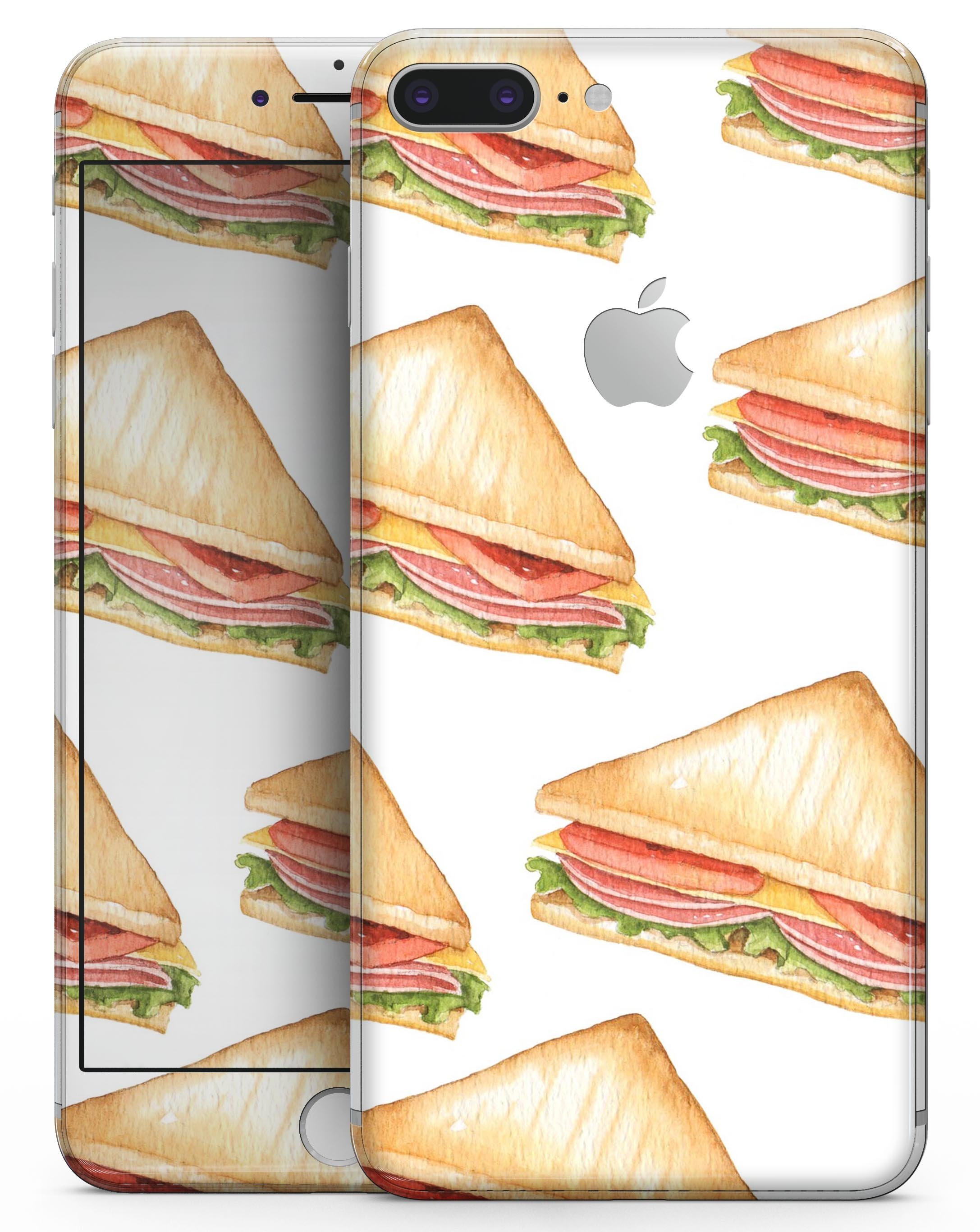 Clubhouse Ham Sandwich skin for iPhone 8 and 8 Plus, showcasing vibrant design and premium vinyl material.