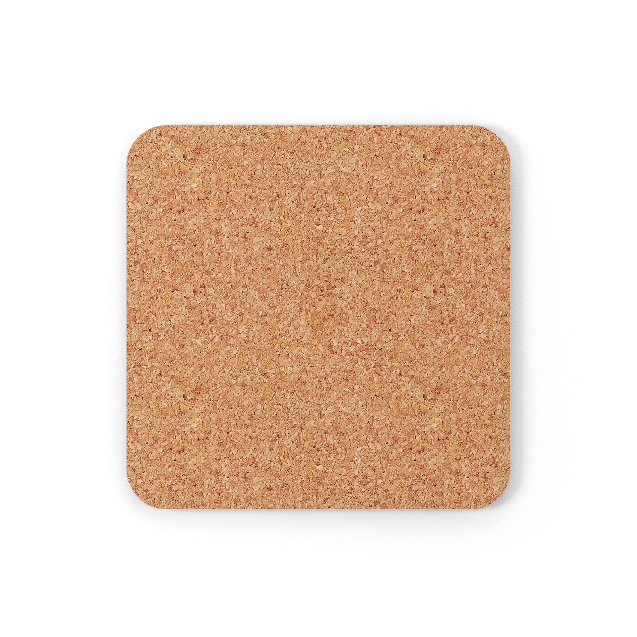 A set of 4 square coasters featuring a yellow and brown abstract pattern, designed for drinks with a cork backing and neoprene material.