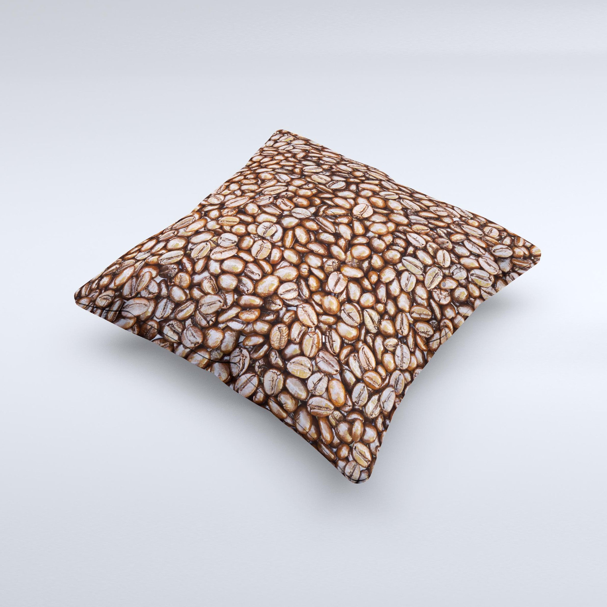 Coffee Beans Ink-Fuzed Decorative Throw Pillow featuring unique handcrafted design and high-quality fabric, perfect for home decor.