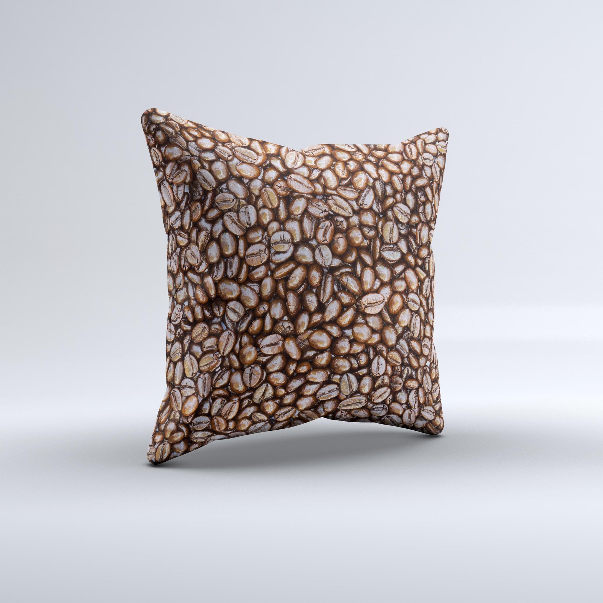 Coffee Beans Ink-Fuzed Decorative Throw Pillow featuring unique handcrafted design and high-quality fabric, perfect for home decor.