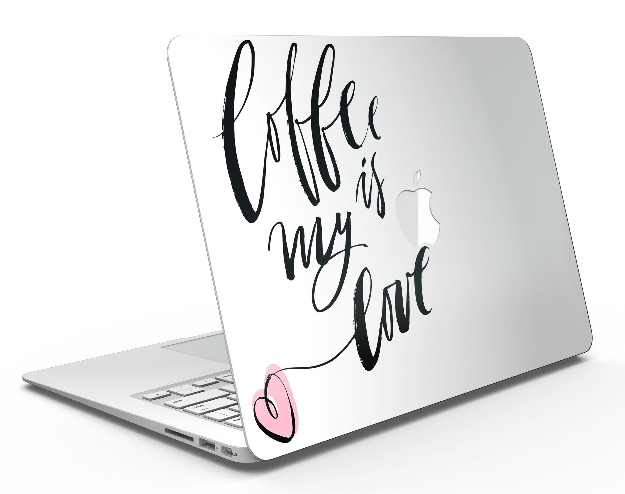 Coffee is My Love MacBook Air Skin Kit featuring a stylish coffee-themed design on a sleek MacBook Air.