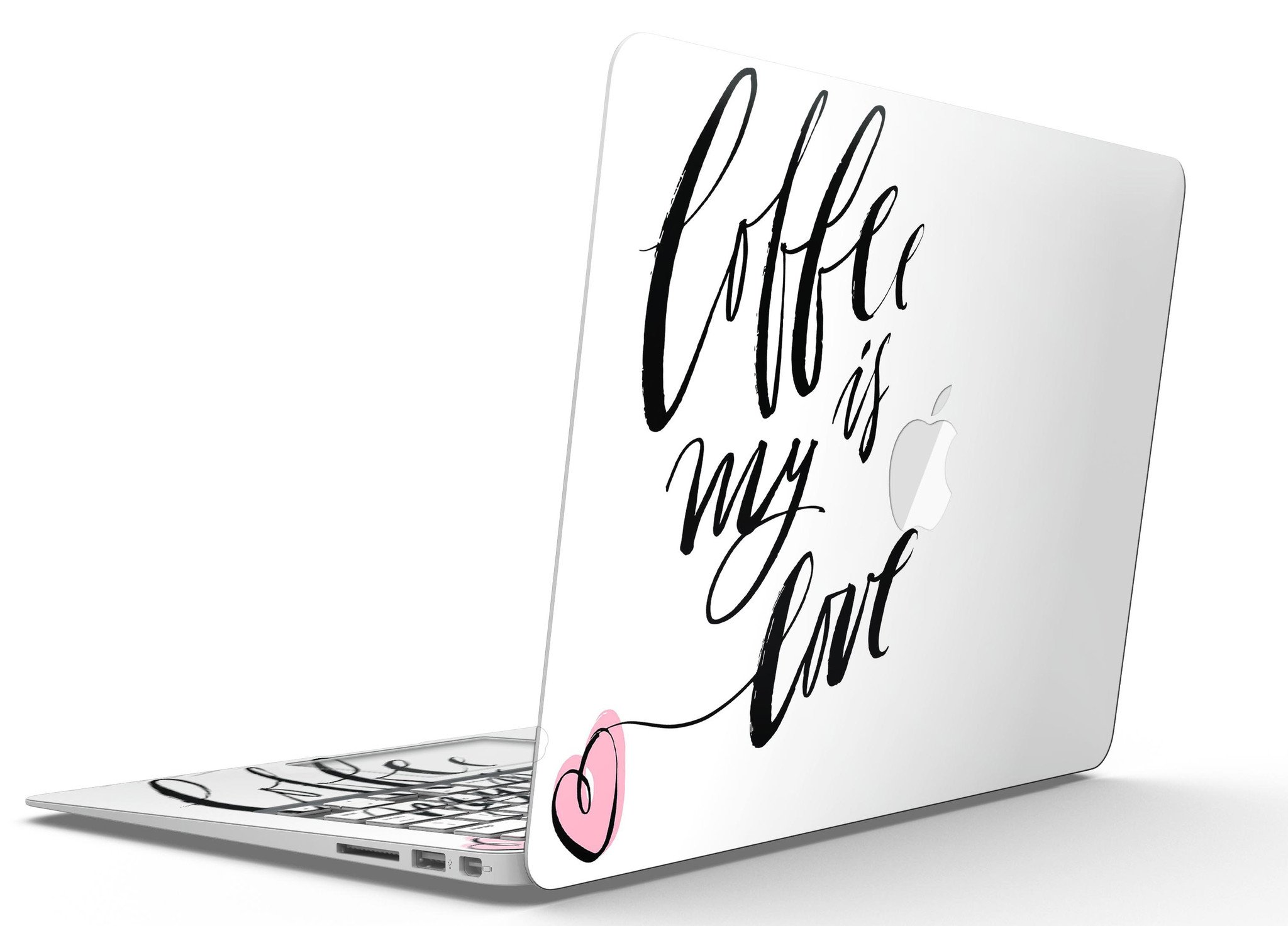 Coffee is My Love MacBook Air Skin Kit featuring a stylish coffee-themed design on a sleek MacBook Air.