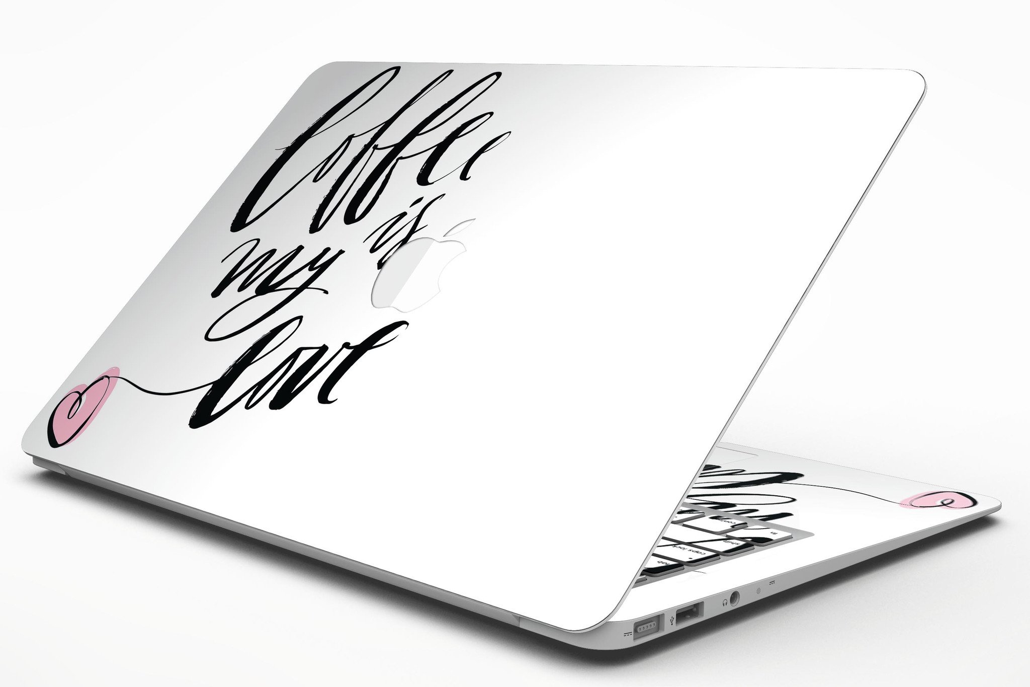 Coffee is My Love MacBook Air Skin Kit featuring a stylish coffee-themed design on a sleek MacBook Air.