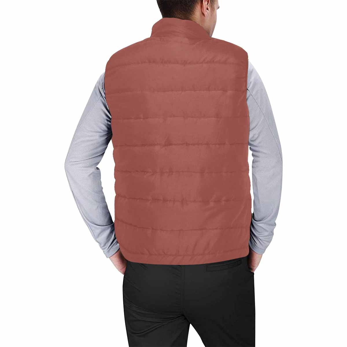 Cognac Red Men's Padded Vest featuring a quilted design, sleeveless style, and zipper closure, perfect for layering in cool weather.