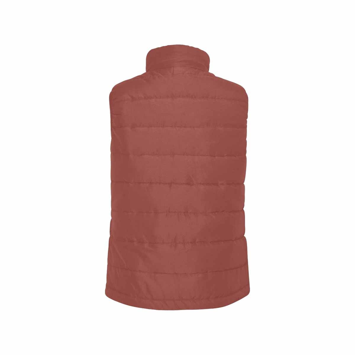 Cognac Red Men's Padded Vest featuring a quilted design, sleeveless style, and zipper closure, perfect for layering in cool weather.