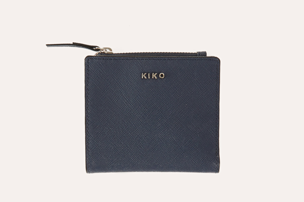 A stylish Coin Purse Wallet made from genuine Saffiano leather, featuring an ID window, zipper coin slot, and multiple card slots.