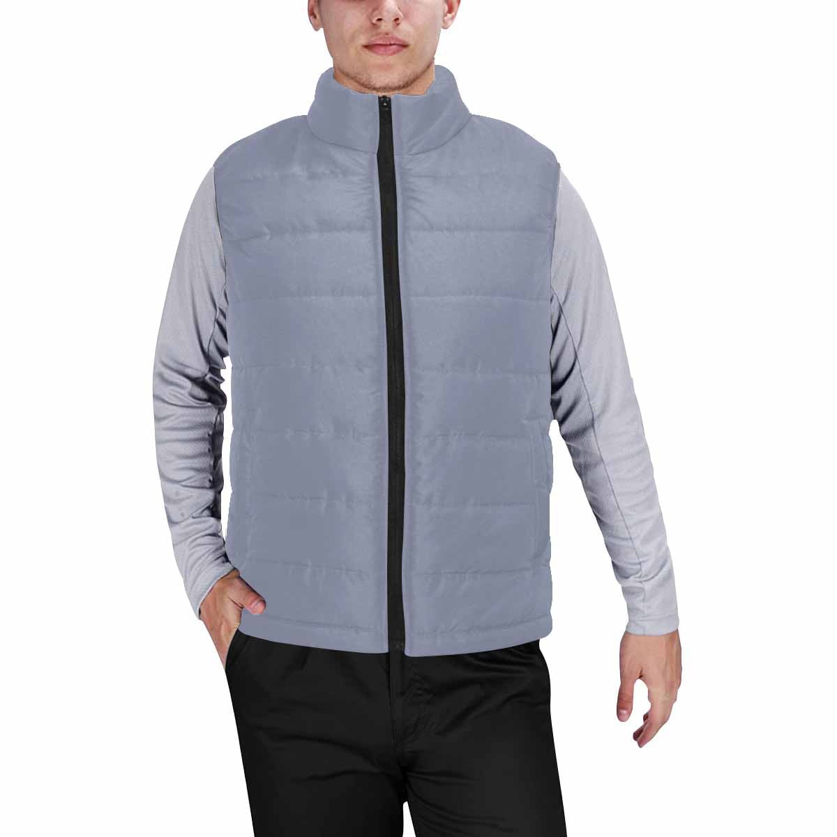 Cool Grey Men's Padded Vest featuring a quilted design, lightweight material, and zipper closure, perfect for layering in cool weather.